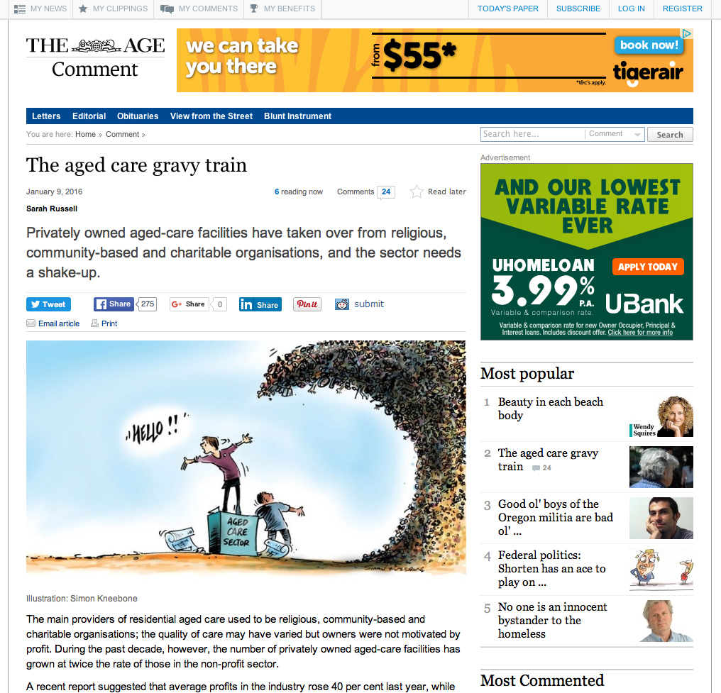 Aged Care Gravy Train page